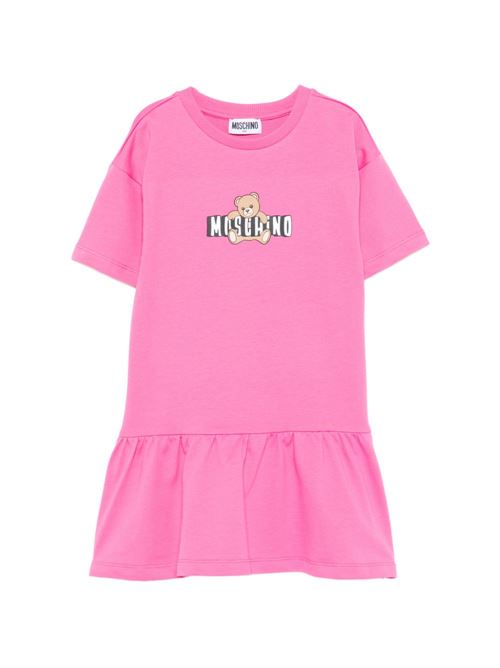 Abito bambina Moschino fucsia con logo Teddy Bear MOSCHINO KID-TEEN | HDV0HLLCA1950533